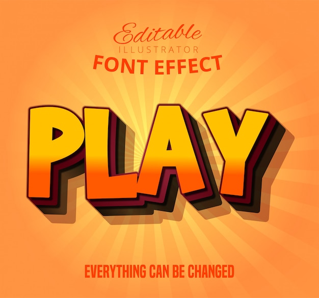 Premium Vector Play text, editable font effect