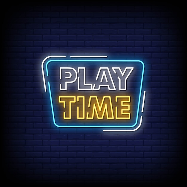 Premium Vector Play Time Neon Signs Style Text