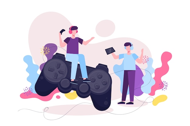 Player characters and online game concept Free Vector