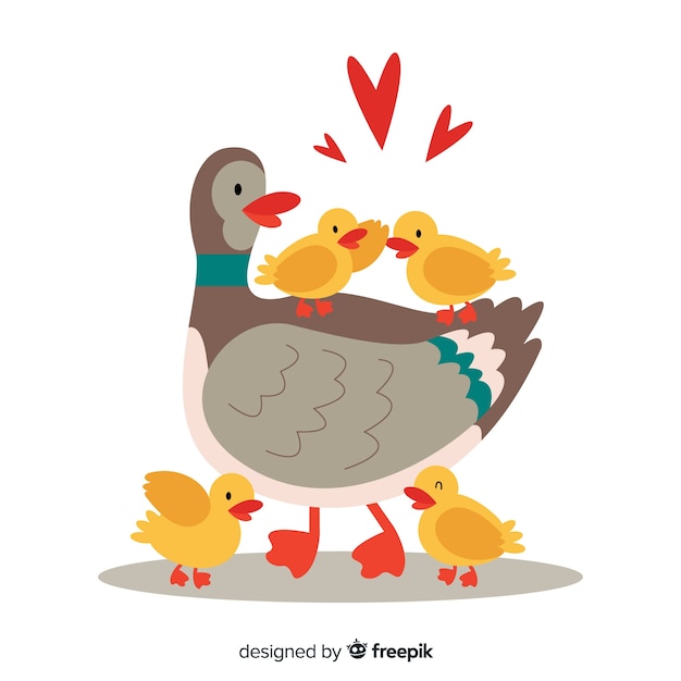 Download Free Vector | Playful mother duck and ducklings