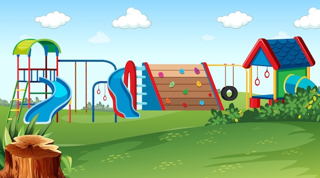 Free Vector | Playground park scene with equipment