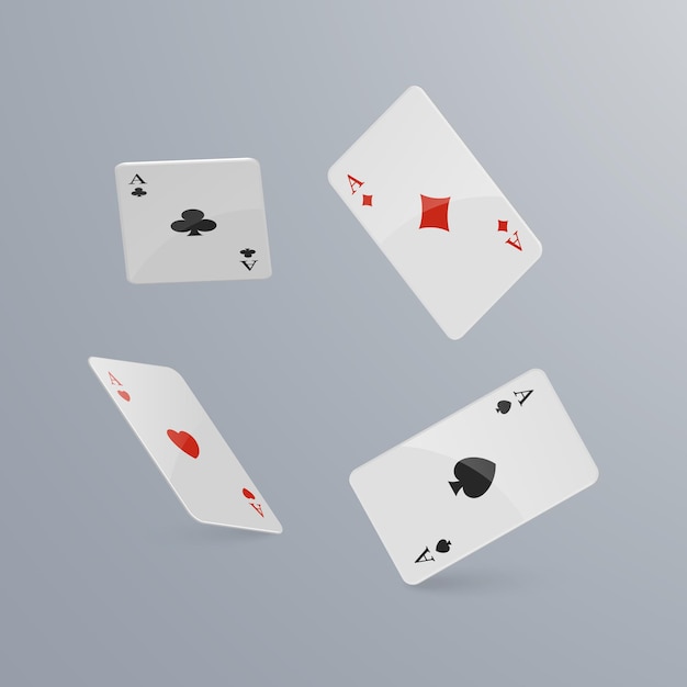 Premium Vector Playing Cards Falling On Light Background Isometric