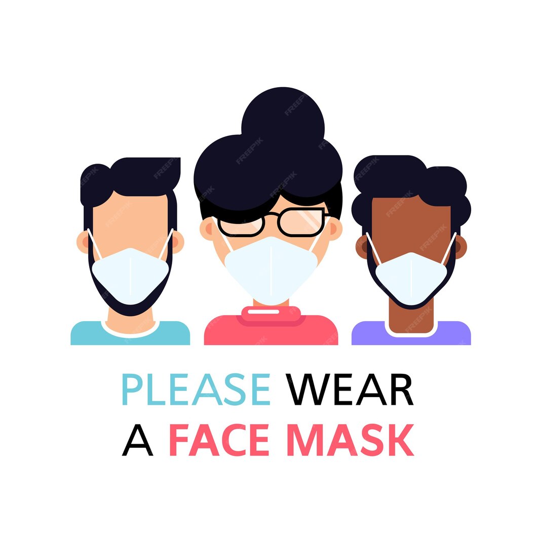 Premium Vector | Please ware a face mask, people wearing face mask ...