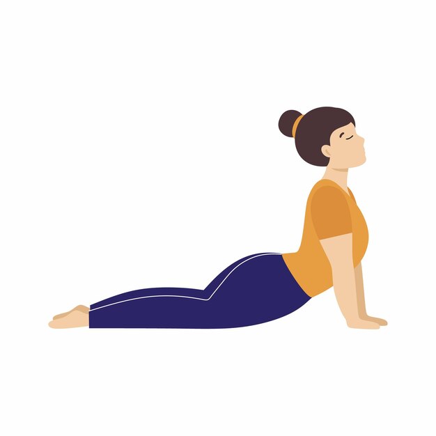 Premium Vector | A plump woman does gymnastics for her back.