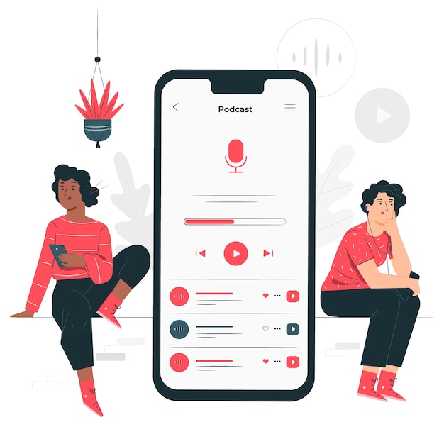 Podcast audience concept illustration Free Vector