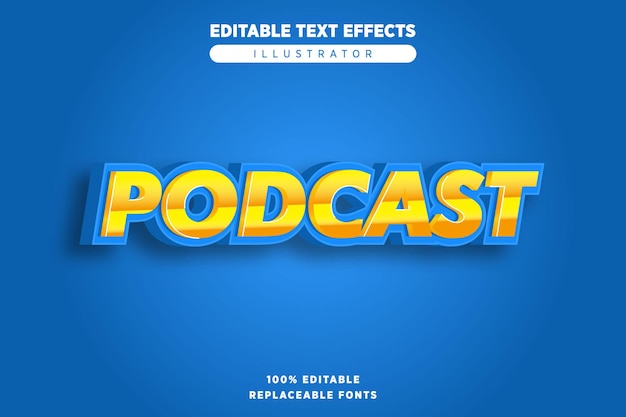 Premium Vector Podcast Text Effect Editable