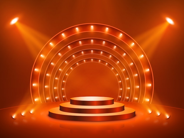 Premium Vector | Stage Podium Illuminated Scene Spotlight Party