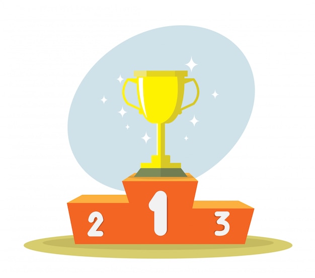 Podium with a trophy Premium Vector
