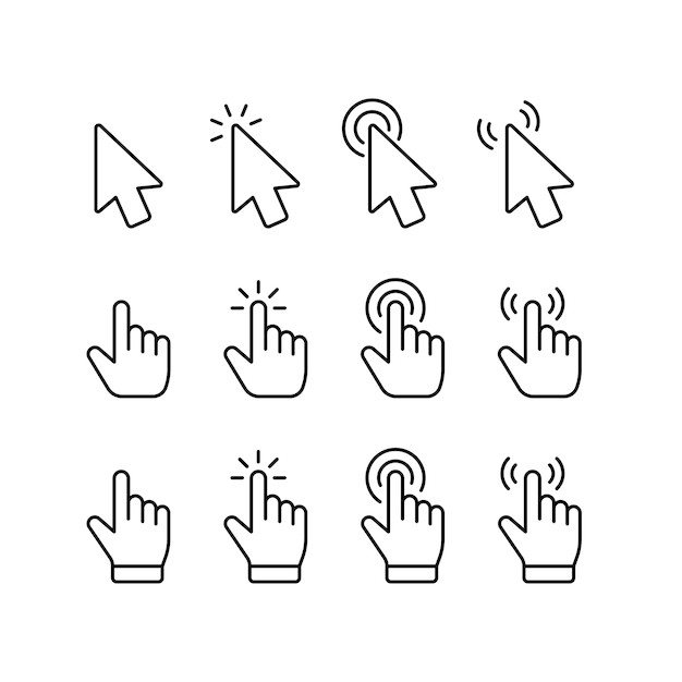 Premium Vector Pointer Click Icon Clicking Cursor Pointing Hand Clicks Icons