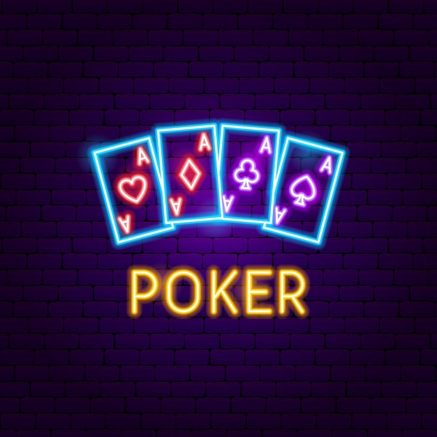 Premium Vector | Poker aces neon label. vector illustration of game ...