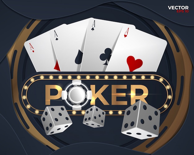 Premium Vector | Poker banner with four aces and a several back side ...