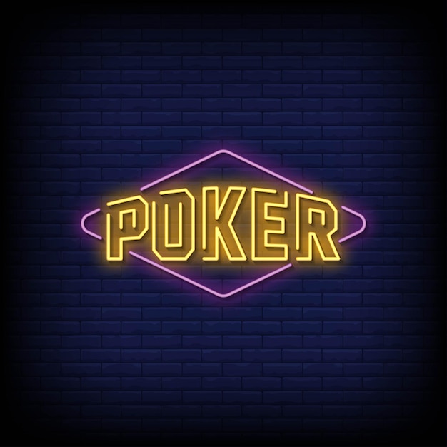 Premium Vector | Poker neon signs style text