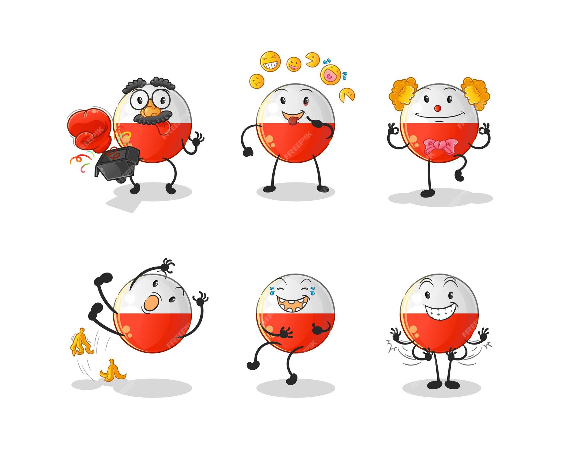 Premium Vector Poland Flag Comedy Set Character Cartoon Mascot Vector