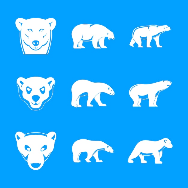 Download Polar bear baby icons set, simple style | Premium Vector