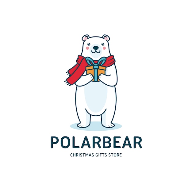 Download Polar bear christmas greeting card | Premium Vector