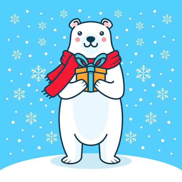 Download Polar bear christmas illustration | Premium Vector