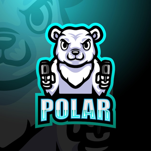 Premium Vector | Polar bear gunner mascot esport illustration