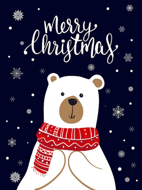 Download Premium Vector | Polar bear scarf cartoon with christmas ...