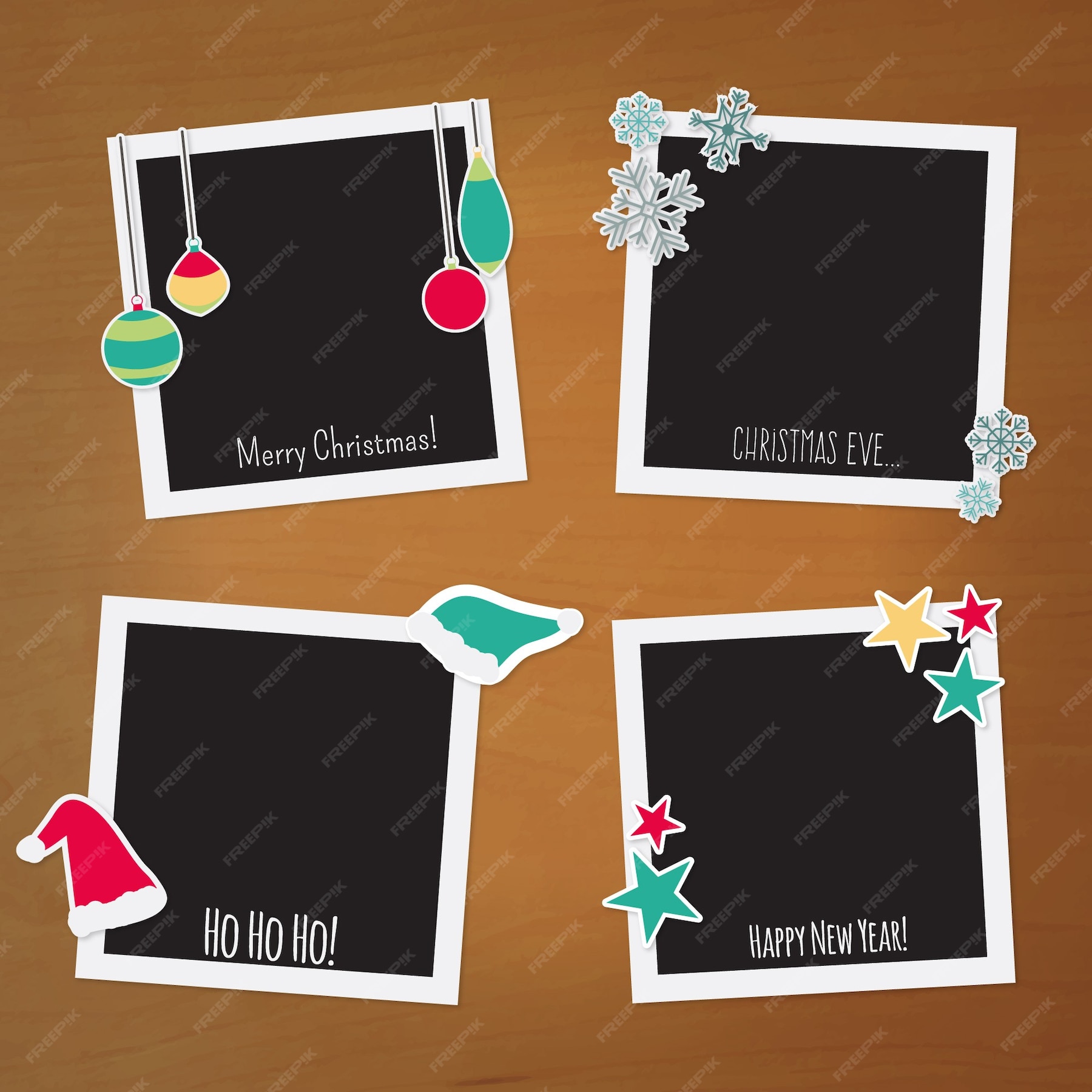 Premium Vector | Polaroid christmas frames