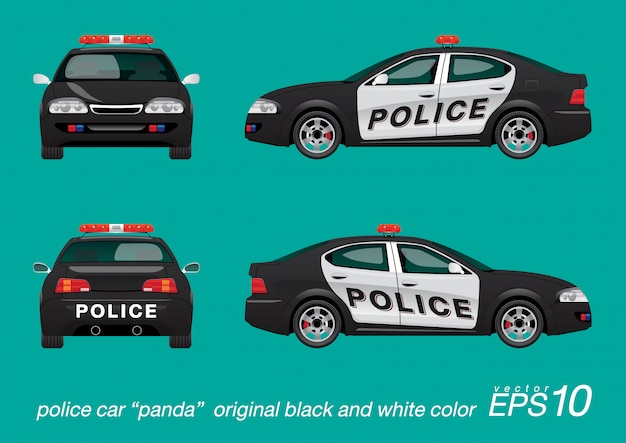 Police car black and white color | Premium Vector