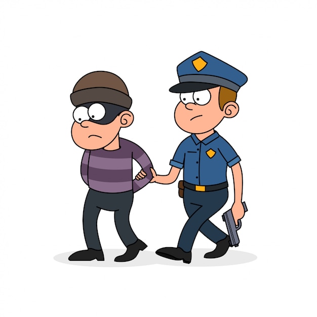 Premium Vector Police man caught the robber
