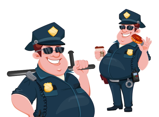 Premium Vector Police Officer Funny Cartoon Character