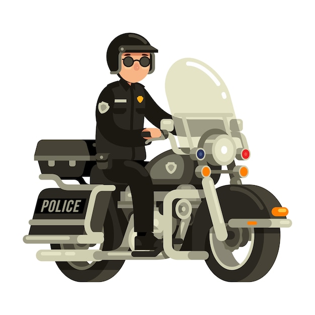 Premium Vector | Police officer riding motorcycle in flat style