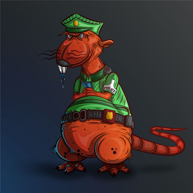 Premium Vector | Police rat illustration