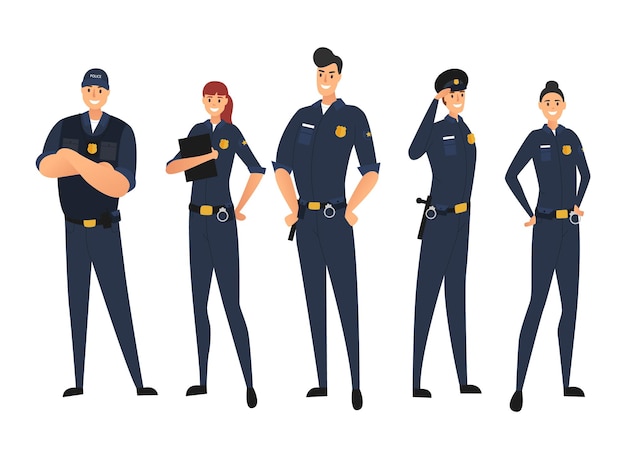 Premium Vector | Police set in uniform isolated on white background.