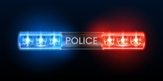 Premium Vector Police Siren Lights Beacon Flasher Policeman Car Flashing Light And Red Blue Safety Sirens Illustration