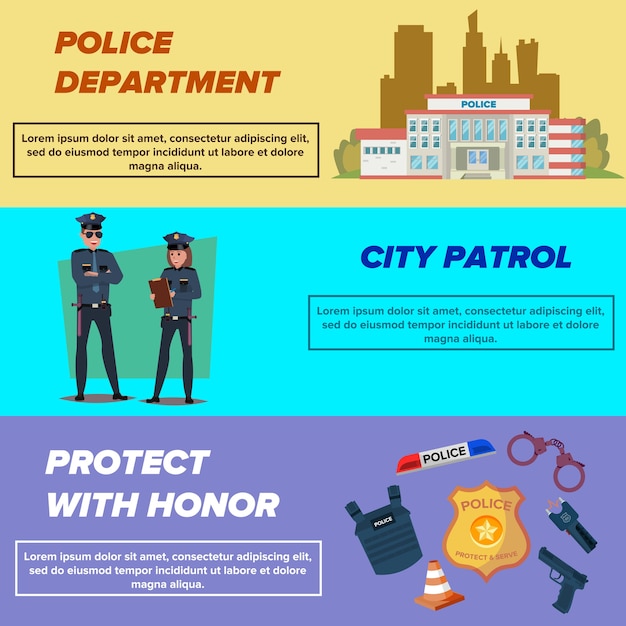 Free Vector | Police web banner templates set