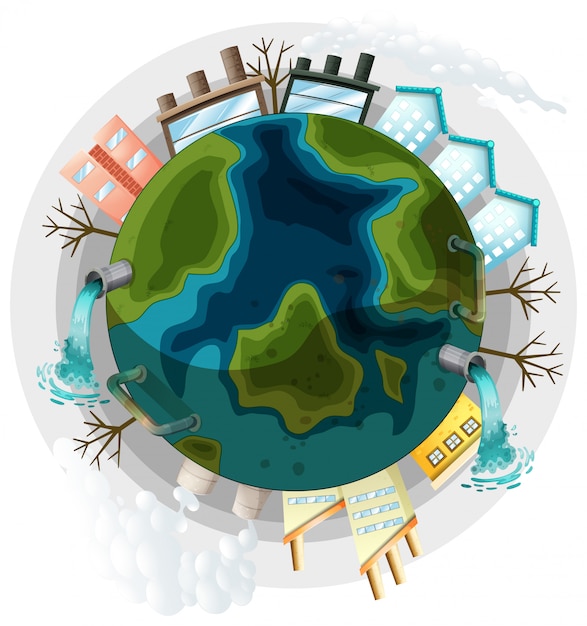 A polluted earth illustration Vector Free Download