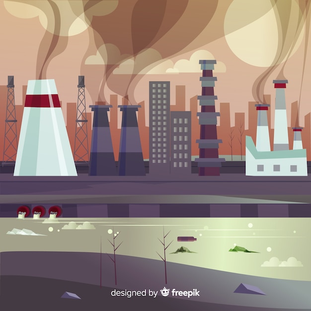 Free Vector | Pollution concept background flat style