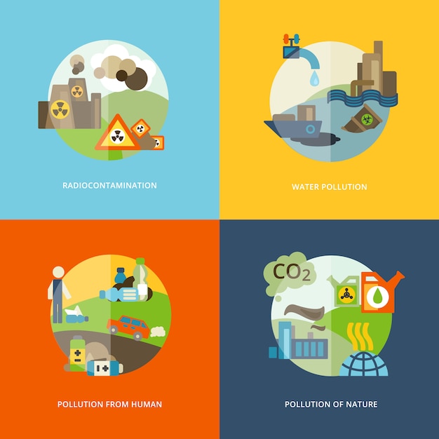 Premium Vector | Pollution elements illustrations flat