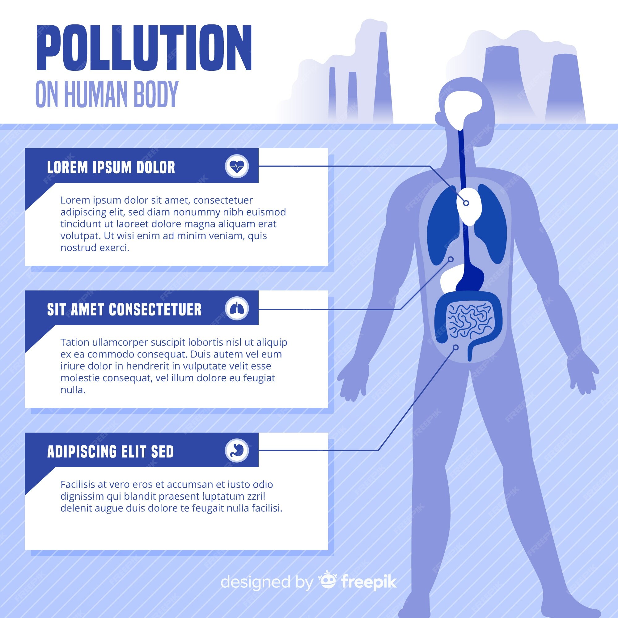 Free Vector | Pollution on human body infographic