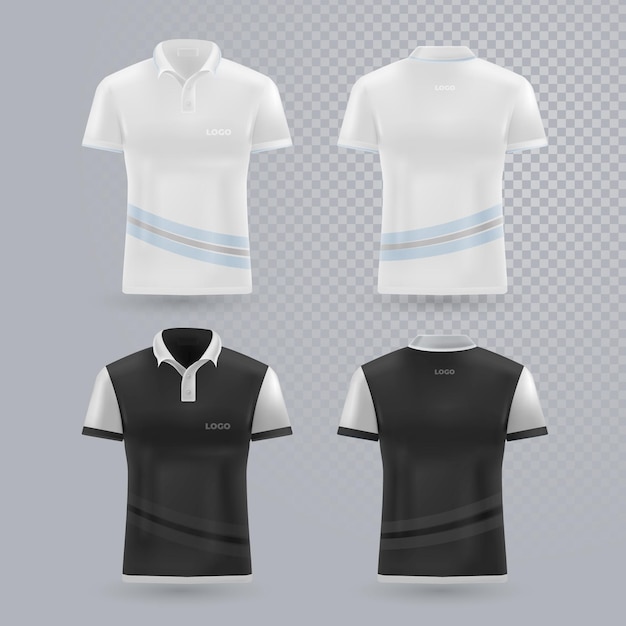 Free Vector | Polo shirt collection front and back