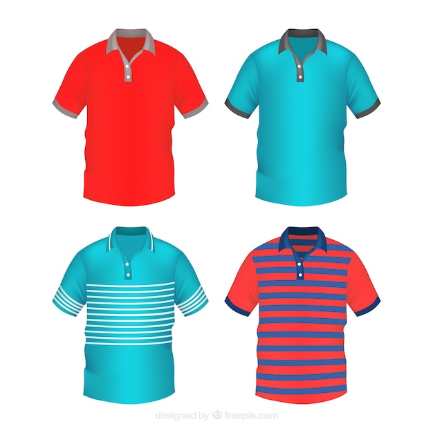 Polo shirt collection with different pattern | Free Vector