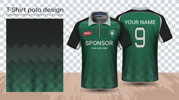 Download Polo shirt, green and black jersey template. Vector ...