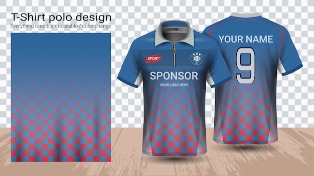 Premium Vector | Polo shirt, red and blue jersey template.