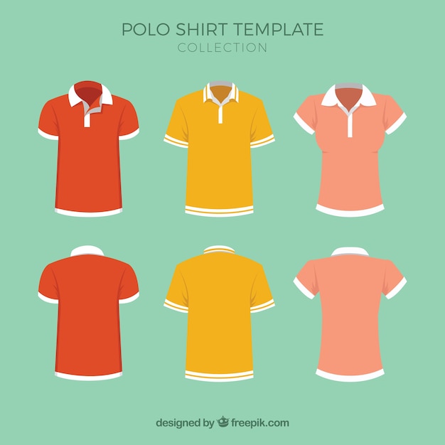 Polo shirt template collection Vector Free Download