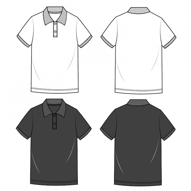 Polo shirts men fashion flat sketch template | Premium Vector