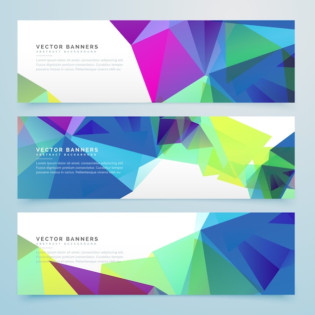 Free Vector | Polygonal banners with colored shapes