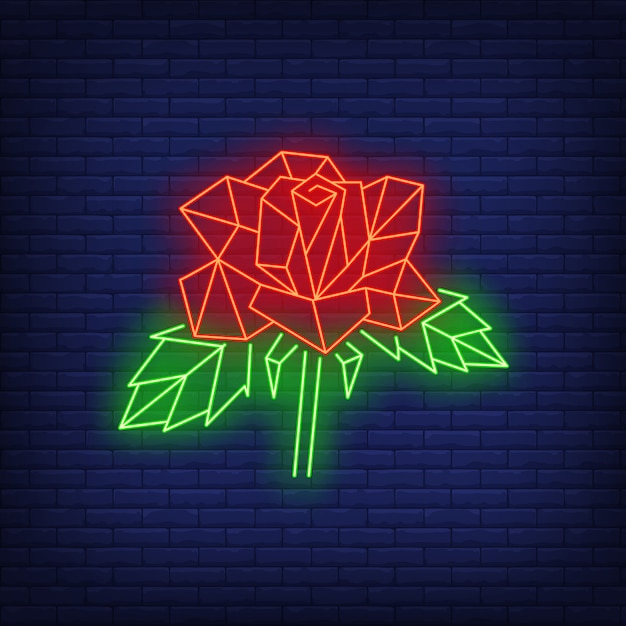 Free Vector Polygonal Geometric Rose Neon Sign