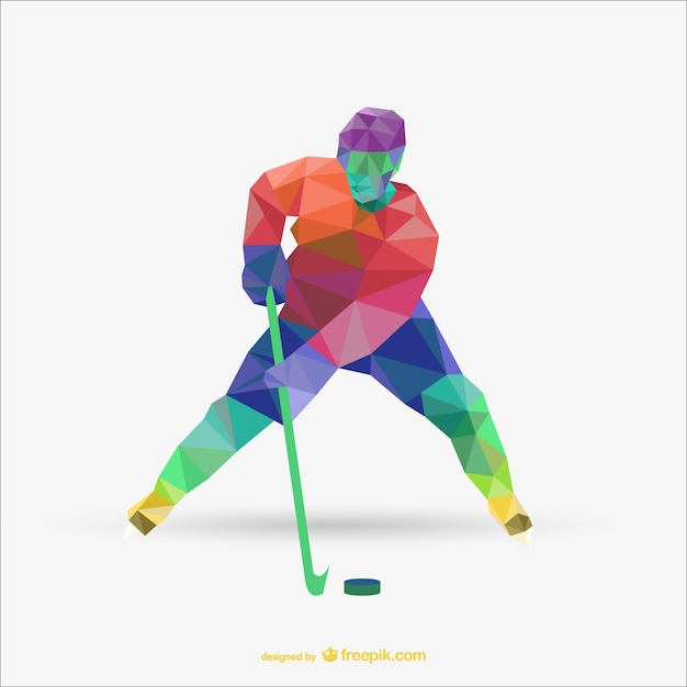 Free Vector | Polygonal hockey player