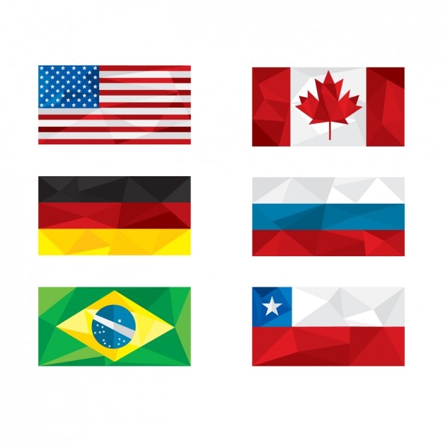 Download Free Vector | Polygonal nation flags