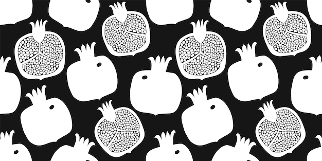 Premium Vector | Pomegranate seamless pattern.