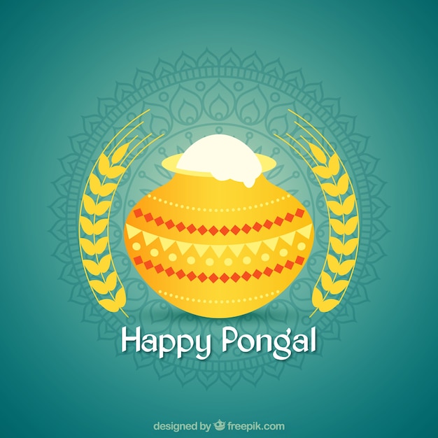 Pongal Background With Yellow Pot And Ornamental Decoration Free