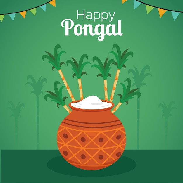 Free Vector | Pongal green background with a plot