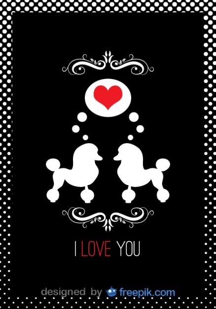 Poodle couple in love card
