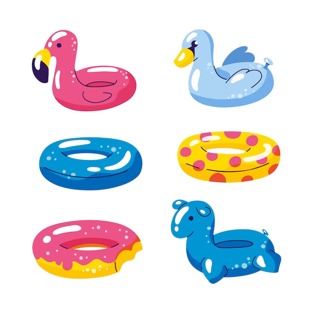 Premium Vector | Pool cute kids inflatable floats, vector isolated